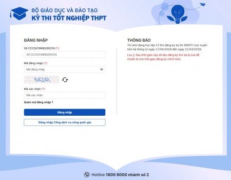 Hướng dẫn đăng ký dự thi tôt nghiệp THPT 2026 trực tuyến